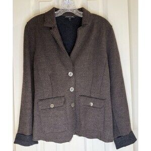 Eileen Fisher Women’s Blazer Jacket S Brown Merino Wool Blend Button Front